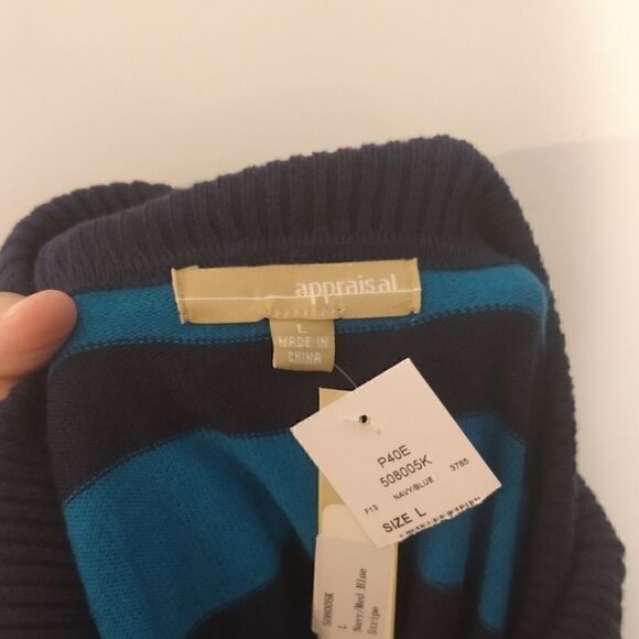 NWT Appraisal Large Dark blue light blue cowl neck - Picture 2 of 5